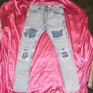 Divided Light Blue Distressed Skinny Jeans